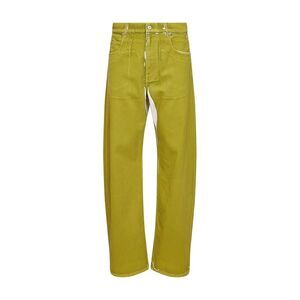 Marni Men Green Screen-Printed Denim Wide-Leg Jeans